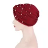 Vêtements ethniques Crinkle Fashion Pearl Inner Hijab Turban Black Beading Headscarf Emme Musulman Undercap Islamic Turbante Mujer Muslim Cap