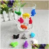 Other Event Party Supplies 3X2.2X1 Cm Sile Animal Cup Wine Glass Charms Year Christmas Gift Label Glasses Marker Recognizer Drop D Dh4Pi