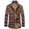 Men's Vests Large Tall Fleece Men Casual Autumn And Winter Plaid Print Lapel Button Down Pocket Long Sleeve Shirt Patchwork Loose CoatMen's