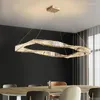 Lustres Rectangle LED lustre en cristal salon salle à manger Design cuisine lampe suspendue moderne décor à la maison carré or luminaires