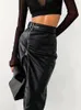 Jupes Noir Zipper Asymétrique Jupe En Cuir Pour Femmes Vêtements Sexy Silm Fit Mode Tenue Casual Taille Haute Ceintures Patchwork Faldas