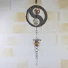 Decoratieve figurines promotie! Metalen windspinner hangend chime yin yang met kristallen bol voor tuinhuis buiten binnen