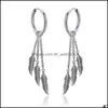 Dangle Lustre 4 Style Clip Sur Boucles D'oreilles Pour Hommes Non Piercing Kpop Plume Dangling Faux En Acier Inoxydable Hie Hoop C3 Drop Delive Dh9R3