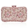 Evening Bags AB Fuchsia Flower Designer Crystal Party Female Wedding Purse Red Clutch