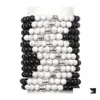 Pulseras con dijes 12 Constelación Negro Blanco Lucky Beads Brazalete Pareja Distancia Pulsera Mujeres Hombres Joyería de moda Regalo DHS Drop Deli Dhzy8