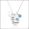 Pendant Necklaces High Quality You Are My Sunshine 12 Color Birthstone Heart Charm Necklace For Women Girls Sier Plating Chain Fashi Dhqfr