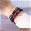 Charm Armband Polyester Tassel Charms Natural Agate Pärlor med kort handgjorda elastiska vänskapsarmband för kvinnors smyckesfest DHWSZ
