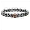 Bracelets porte-bonheur 8Mm Hématite Thérapie Perles Pour Femmes Hommes Bracelet Pierre Naturelle Bracelet Bijoux De Mode Cadeau D'anniversaire G114S F Drop Del Dhvew