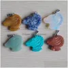 Pendant Necklaces 2022 Fashion Carving Mixed Assorted Natural Stone Animal Sheep Head Pendants Charms Jewelry 10Pcs Wholesale Drop De Dh43O