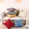 Pillow Vintage Button Cases Cotton Linen Soild Color Cover Home Decor Decoration For Living Room Sofa Car