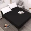 Defina a cama de coloração de cor sólida protetor de colchão à prova d'água de cama de cama de cama de lençol de linho Têxteis caseiros Juego de Cama