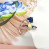 Bröllopsringar märke 925 Sterling Silver Fancy Cubic Zirconia Jewelry Women Ring Size 6-9