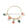 Bangle Fashion Emamel Christmas Snowman Tree Armband för kvinnor chirstmas gåva som sträcker armband droppleverans smycken dhwpe