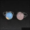 Kunst und Kunsthandwerk 12 mm Natursteinring Weiß Blau Türkis Opal Rosa Kristall Chakra Offen Für Frauen Schmuck Drop Lieferung Home Garde Dh5Bz