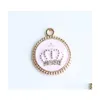 Charms 100st Gold Tone 17x20mm Emalj Crown Oil Drop Crystal Pendant Fit Armband DIY Fashion Jewelry Accessories 656 T2 Leverans F DH0OS