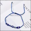 Braccialetti con ciondoli Coppie Donne 12 Pz / set Ciondoli per occhio diabolico turco blu Perline di cristallo Cavigliere con catena a corda regolabile Gioielli per bambina1 Dhx7Z