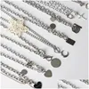 Pendant Necklaces 10Pcs/Lot Vintage Punk Stainless Steel Moon Heart Love Pendants For Women Men Fashion Jewelry Party Giftspendant D Dhyq4