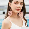 Stud Bohemian Colorf Tassels Earrings Cotton Thread Handmade Leave Pattern Ethnic Style Woven Leaf Drop Delivery Jewelry Dhdiw