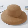 Wide Brim Hats Summer Sun Ladies Solid Plain Elegant Hat Female Round Top Panama Floppy Straw Beach Women