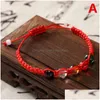 Beaded Strand Chinese Style Mticolor Handwoven Rope Bracelet With 5 Colors Glass Beads For Women Summer Beach Jewelry Accessories Dr Dhtnf