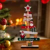 Christmas Decorations Vintage Wooden Desktop Tree DIY Decoration Signs Plaque Classic Santa Claus Snowman