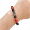 Fili di perline Hamsa Mano di Fatim Fascino Pietra lavica Perline Braccialetti per donna Uomo Evil Blue Eye Diffusore di olio essenziale 7 Chakra Ston Otmvq