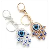 Keychains Lanyards Personalized Metal Evil Eye Key Ring Unisex Car Keychain Women Charms Handbag Pendant Jewelry Drop Delivery Fas Otsuz