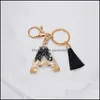 Nyckelringar mode engelska bokstav nyckelring med tofs svart az keyring glitter paljetter som fyller hartskedjiga gåvor tillbehör släpp de ot3yq