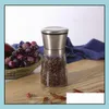 Mills Pepper Mill Grinder rostfritt stål Manual Salt Portable Glass Mler Sauce Home Kitchen Tool SN3923 Drop Delivery Garden Dining DHPLA