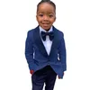 Ringträger Jungen formelle Kleidung Smoking Schal Revers One Button Kinderkleidung für Hochzeit Party Kinderanzug Set rosa Jacke Navy257j