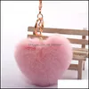 Portachiavi Cuore Pompon Arcobaleno Palline di peluche Portachiavi Ciondolo per donna Accessori borsa per auto moda Portachiavi Titolare P285Fa Drop Deliv Dhrkm