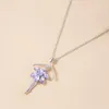 Pendant Necklaces 2023 Elegant Purple Crystal Ballerina Girl Rhinestone & Pendants Long Sweater Chain Statement Jewelry