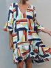 Повседневные платья Celmia 2023 Summer v Sece Dress Vintage 3/4 рукава солнца салон