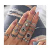 Bandringen vintage goud vergulde slang olifantenblad voor dames gotische punk bloem hart verstelbare vlinderring sets feest sieraden dhnry