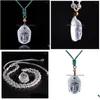 Pendant Necklaces Natural White Crystal Amitabha Male And Female Head Necklace Drop Delivery Jewelry Pendants Dhxdl