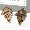 Pins Broschen Vintage Wolf Kopf Brosche Schmuck Gehobene Unisex Für Frauen Männer Tier Anzug Kragen Pin Schnalle Sammlung Broche Drop del Otpth