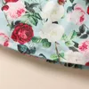 Vestidos de niña Bebés y niñas Vestido de otoño Estampado de flores O-cuello con volantes Vestido de manga larga para niños pequeños 0-24 meses Verde