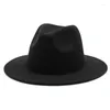 Bérets vintage unisexe panama laine feutre fedora chapeaux dames largeur brim trilby cowboy chapeau mode jazz capwide simples hommes