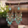 Cuelga la lámpara clásica de la vendimia para mujer Corf Crystal Beads Pendientes largos de la borla Joyería de moda Bohemia Pendiente de boda Perchas 4 Dh7De