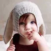 Hats Baby Boy Girl Ear Hat Cap 0-2y Urodzony niemowlę jesień zima ciepłe dzianinowe czapka Akcesoria dla dzieci