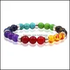 Bedelarmbanden lava steen 7 chakra 8 mm rots kraal elastische natuurlijke stenen bangle yoga energiebelet voor mannen meisje sieraden q52fz drop dhbqa