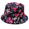 Berretti Uomo Donna Paisley Foglie floreali Graffiti Stampa 3D Cappello a secchiello Reversibile Tesa larga Protezione solare Harajuku Hip Hop Panama Pescatore