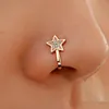 Neus Ringen Studs Piercing Sieraden Voor Vrouwen Koper Zirkoon Nep Ring Nagel Overdreven Eenvoudige Uvormige Niet-geperforeerde Clip Drop Leveren Dhpj6