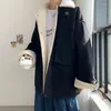 メンズダウンプラスベルベットラムウールジャケット秋の冬のオールマッチジャケットラペルカジュアルウォームソリッドコーデュロコットコートコート男性服