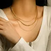 Kettingen 3-laags Snake Chain ketting voor vrouwen stapelen sieraden 14K verguld roestvrij staal dikke NecklaceChains Heal22281x