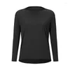 Active Shirts Womens Workout Yoga Long Sleeve Crop Top Fitness T-shirts Running Clothes Quick Dry Breathable Sports Wear Loose Casual