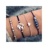 Bracelets de charme Bracelet de bijoux de mode Ensemble de perles de carte en métal Bracelet de chaîne 4pcs Livraison directe Dhxgy