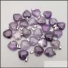 Konst och hantverk Natural Stone 15mm Heart Rose Quartz Amethyst Aventurine Opal Pendant Charms Diy For Necklace örhängen smycken Makin Dhcxd