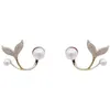 Boucles d'oreilles queue de poisson Imitation perle fleur pour femmes mode élégant strass balancent boucle d'oreille bijoux Pendientes Mujer