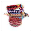 Charm Bracelets Bohemian Nepal Ethnic Handmade for Women Rainbow Printing Braided String Rope Thrap Bangle Lucky Friendship Boho Jewe OT8AC